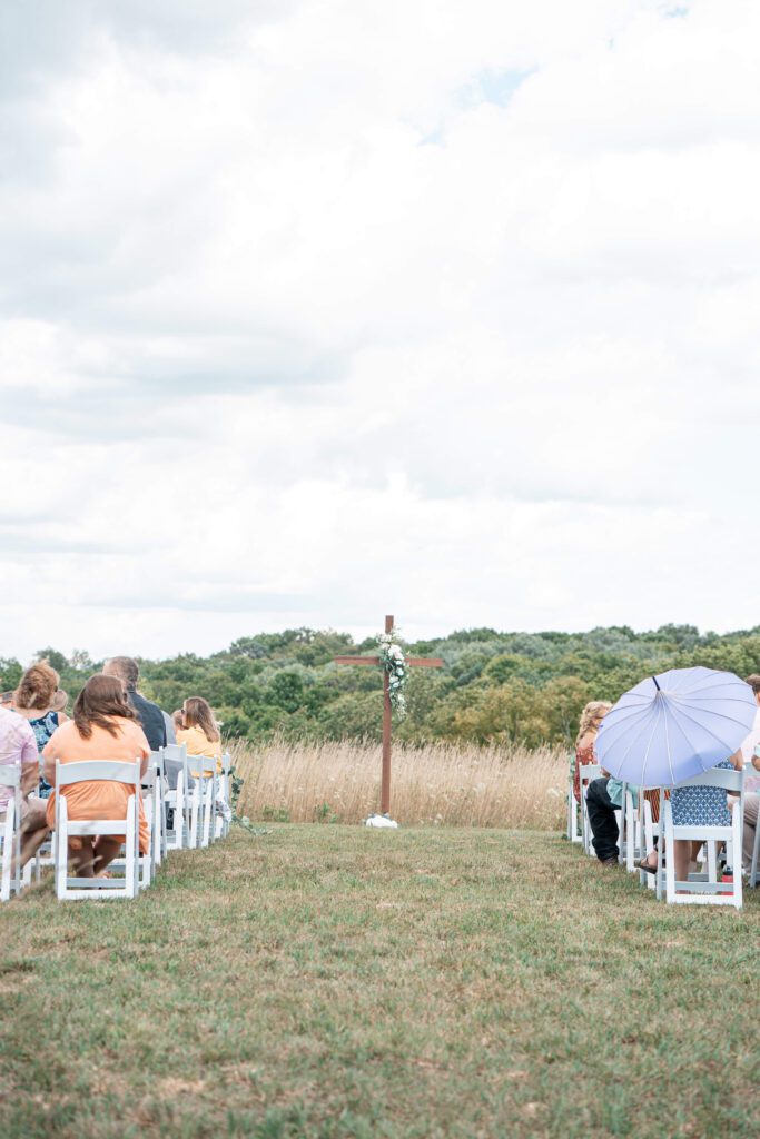 Field wedding ceremony in rural Wisconsin